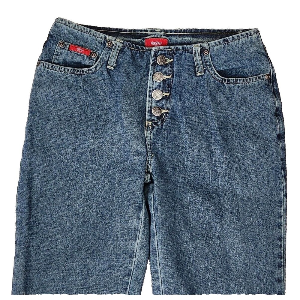 Mossimo Juniors Mini Flare Button Fly Denim Blue Jeans Size 3 - Picture 4 of 5